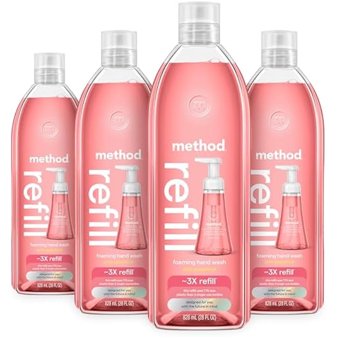 Method FOAMING HAND SOAP REFILL, PINK GRAPEFRUIT, RECYCLABLE BOTTLE, BIODEGRADABLE FORMULA, 28 FL OZ (PACK OF 4) - Image 1